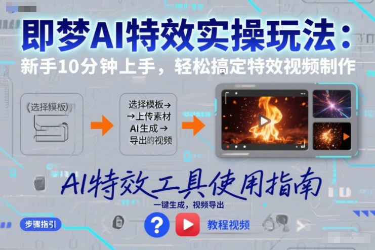 即梦AI特效实操玩法：新手10分钟上手，轻松搞定特效视频制作-朽念云创