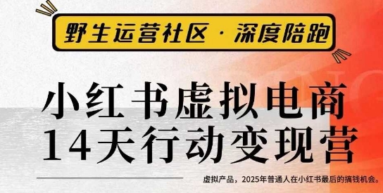 小红书虚拟电商14天变现训练营3.0，​虚拟产品，2025年普通人在小红书最后的搞钱机会-朽念云创