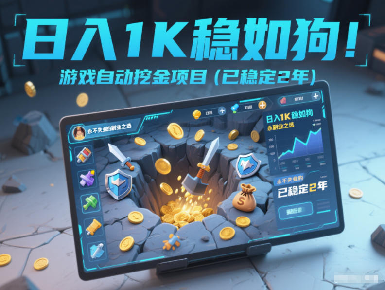 日入1K稳如狗！游戏自动挖金项目(已稳定2年)，永不失业的副业之选【揭秘】-朽念云创