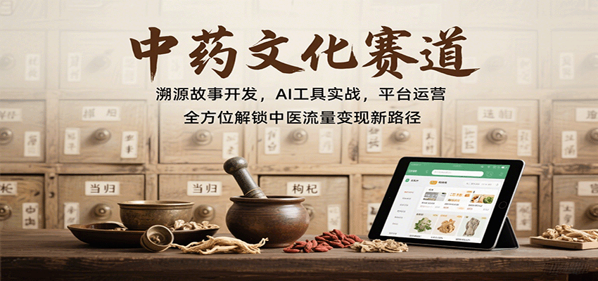 中药文化赛道：溯源故事开发，AI工具实战，平台运营，全方位解锁中医流量变现新路径-朽念云创