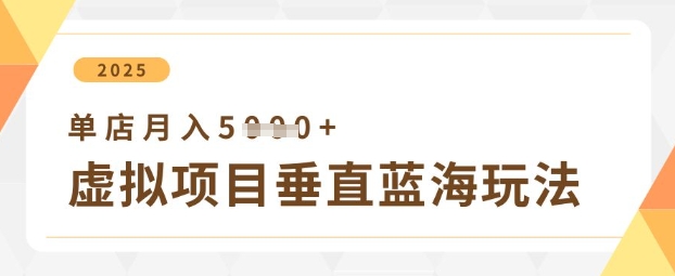 虚拟项目垂直玩法，实现单店月入5k+-朽念云创