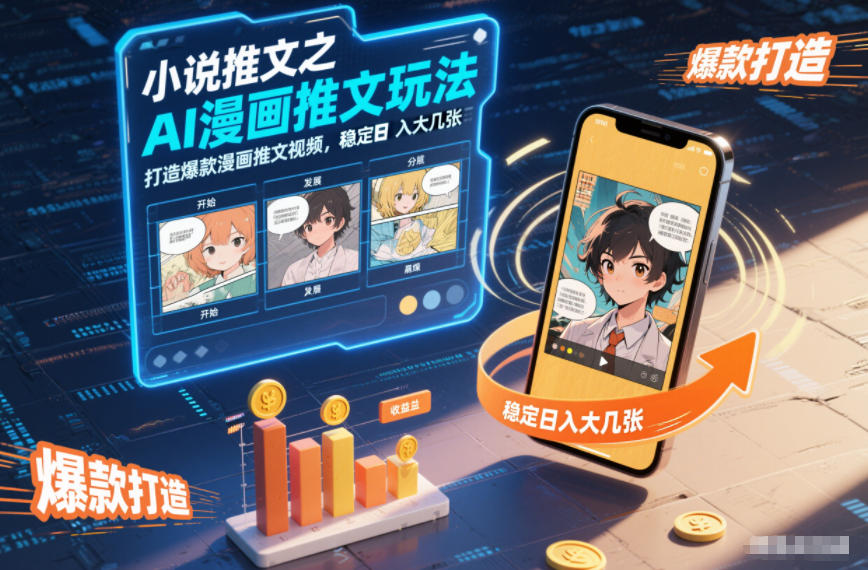 小说推文之AI漫画推文玩法，打造爆款漫画推文视频，稳定日入大几张-朽念云创