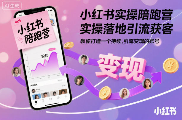 小红书实操陪跑营，实操落地引流获客，教你打造一个持续引流变现的账号-朽念云创