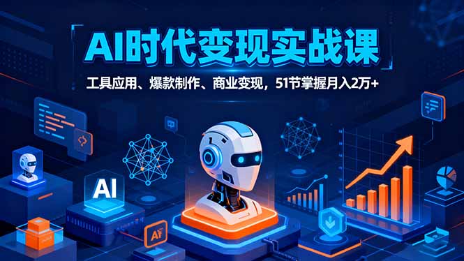 AI时代全场景实战课,工具应用、爆款制作、商业变现,51节掌握月入2万+-朽念云创