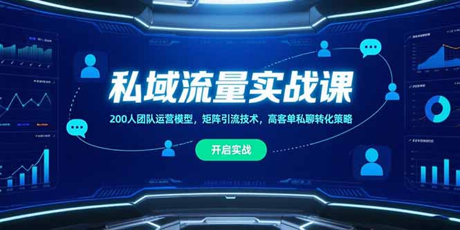 私域流量实战课，200人团队运营模型，矩阵引流技术，高客单私聊转化策略-朽念云创