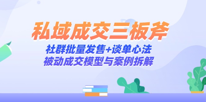 私域成交三板斧：社群批量发售+谈单心法，被动成交模型与案例拆解-朽念云创