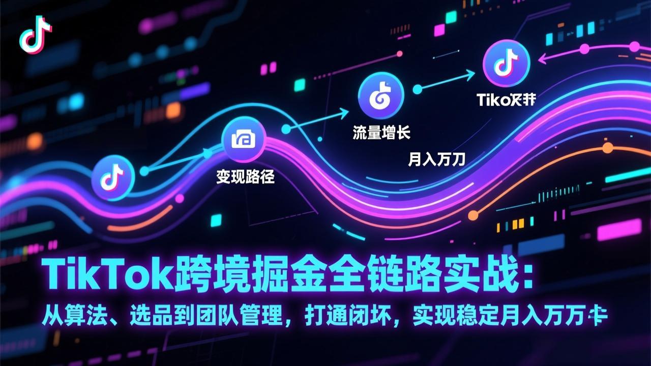 TikTok跨境掘金全链路实战：从算法、选品到团队管理，打通闭环，实现稳定月入万刀-朽念云创
