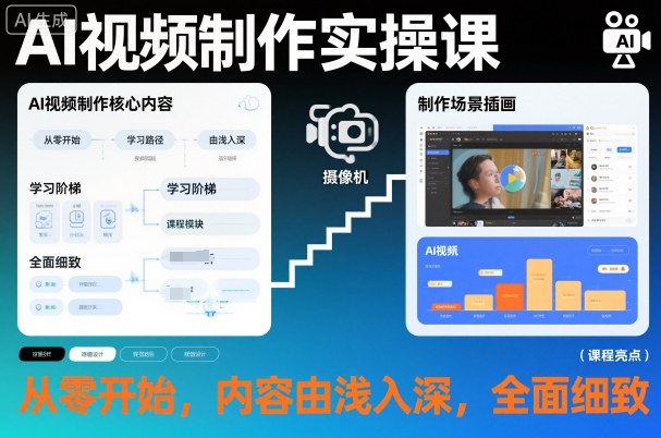 AI视频制作实操课，从零开始，内容由浅入深，全面细致-朽念云创