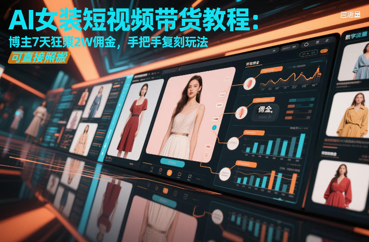 AI女装短视频带货教程：博主7天狂賺2W佣金，手把手复刻玩法，可直接照搬-朽念云创