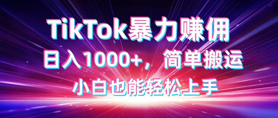 TikTok搬运暴力赚佣，日入1000+，简单搬运，小白也能轻松上手-朽念云创