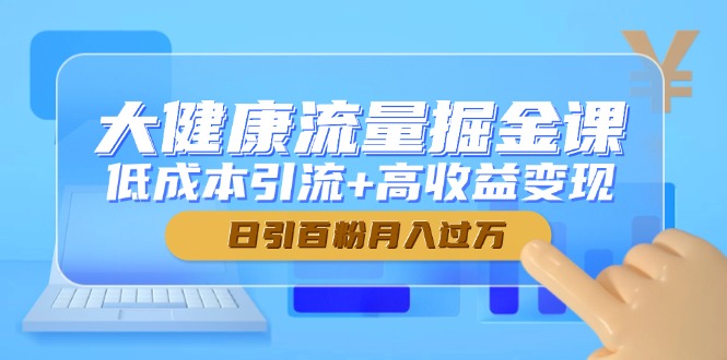大健康流量掘金课,低成本引流+高收益变现,日引百粉月入过万-朽念云创