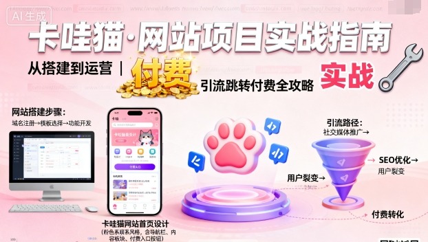 卡哇猫·网站项目，网站搭建与运营以及引流跳转付费-朽念云创