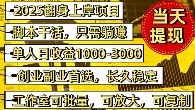 稳定八年美金掘金2.0脚本干活，只需躺赚。单人日收益1000-3000可批量、…-朽念云创