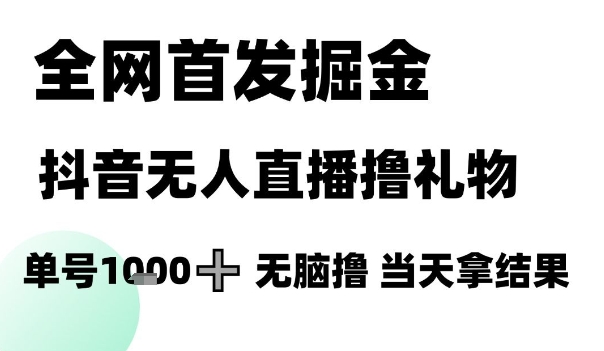 全网首发掘金抖音无人直播撸礼物，单号1k +无脑撸，当天拿结果【揭秘】-朽念云创
