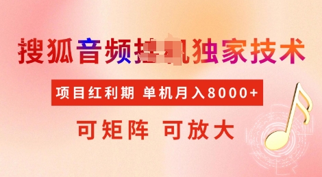 全网首发搜狐音频挂JI独家技术，项目红利期，可矩阵可放大，稳定月入8k【揭秘】-朽念云创