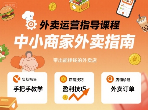 外卖运营指导课程，中小商家外卖指南，手把手带出能挣钱的外卖店-朽念云创