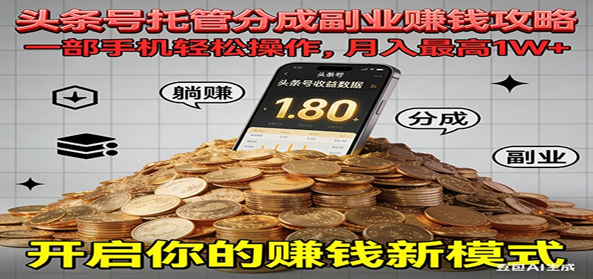 全程托管今日头条,一部手机就可以开干,最高躺赚1W+-朽念云创