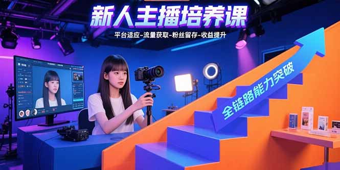 新人主播培养课：平台适应-流量获取-粉丝留存-收益提升 全链路能力突破-朽念云创