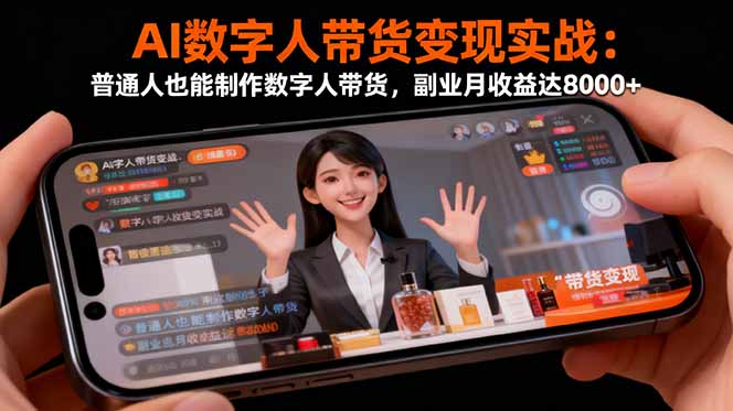 AI数字人带货变现实战：普通人也能制作数字人带货，副业月收益达8000+-朽念云创