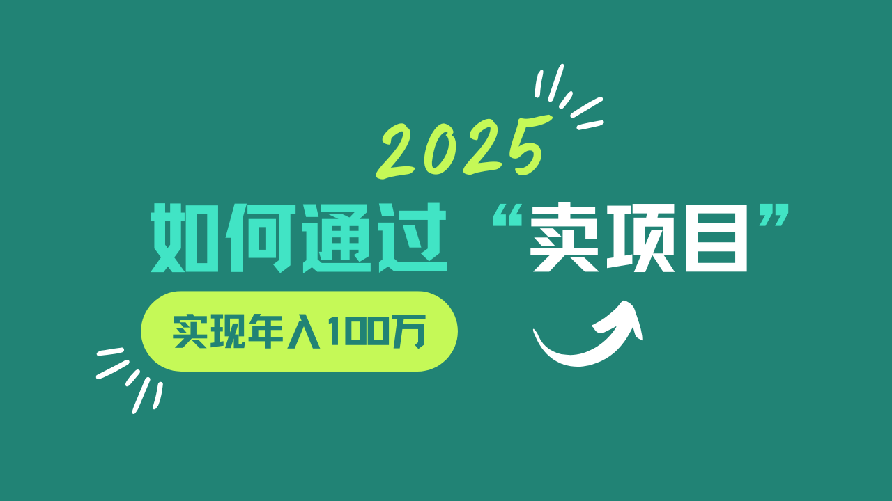 2025年如何通过“卖项目”实现年入100w-朽念云创