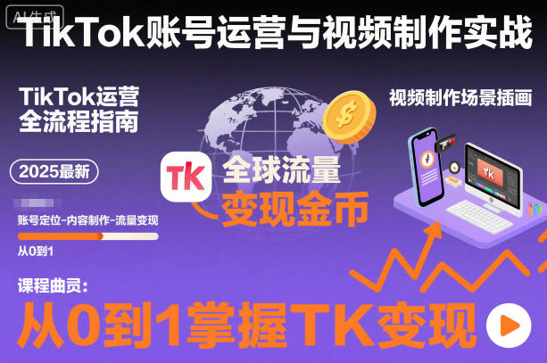 2025最新TikTok账号运营与视频制作实战全流程，从0到1掌握TK变现(含11月最新TK搬运技术)-朽念云创