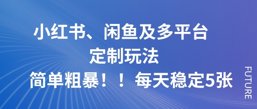 小红书、闲鱼及多平台定制玩法简单粗暴！每天稳定5张-朽念云创