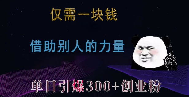 仅需一块钱，借助别人的力量，单日引爆300+创业粉、兼职粉【揭秘】-朽念云创