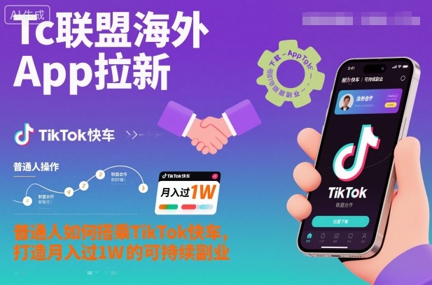 Tc联盟海外App拉新:普通人如何搭乘TikTok快车,打造月入过1W的可持续副业-朽念云创