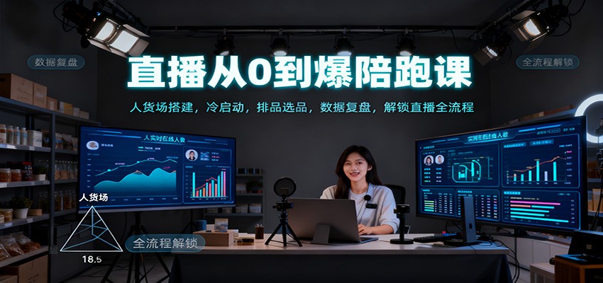 直播从0到爆陪跑课：人货场搭建，冷启动，排品选品，数据复盘，解锁直播全流程-朽念云创