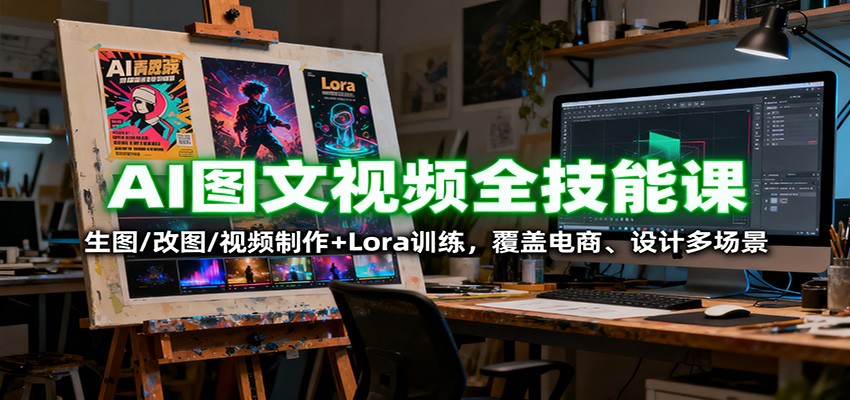 AI图文视频全技能课：生图/改图/视频制作+Lora训练，覆盖电商 、设计多场景-朽念云创