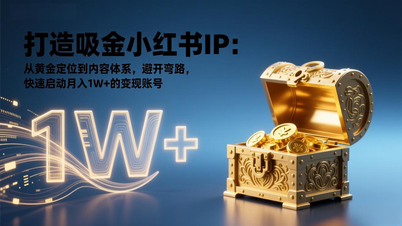 打造吸金小红书IP：从黄金定位到内容体系，避开弯路，快速启动月入1W+的变现账号-朽念云创