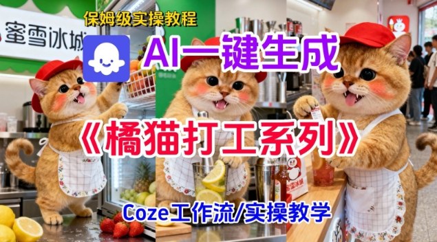 Coze扣子工作流一键生成胖橘猫打工短视频，保姆级实操搭建教学-朽念云创