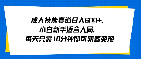 成人技能赛道日入多张,小白新手适合入局,每天只需10分钟即可获客变现-朽念云创