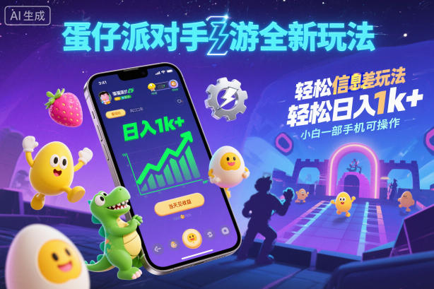 蛋仔派对手游全新玩法，轻松日入1k+，风口信息差玩法，当天见收益，小白一部手机可操作-朽念云创