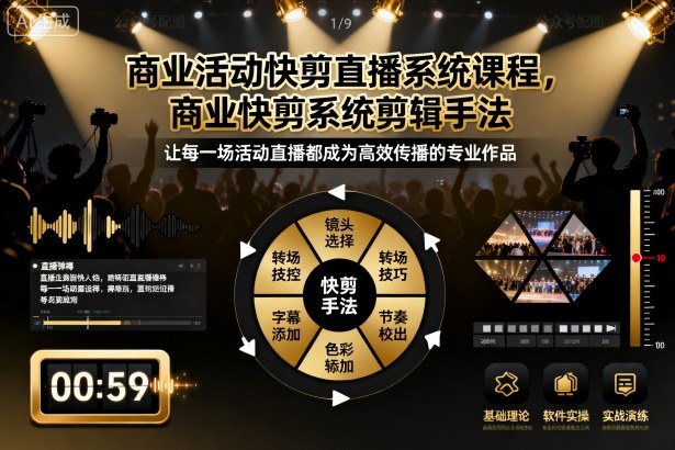商业活动快剪直播系统课程，商业快剪系统剪辑手法-朽念云创
