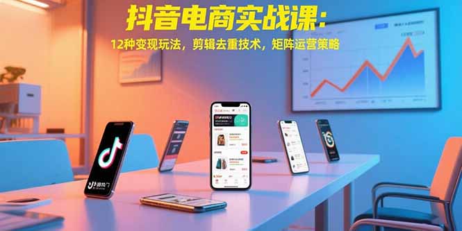 抖音电商实战课：12种变现玩法，剪辑去重技术，矩阵运营策略-朽念云创