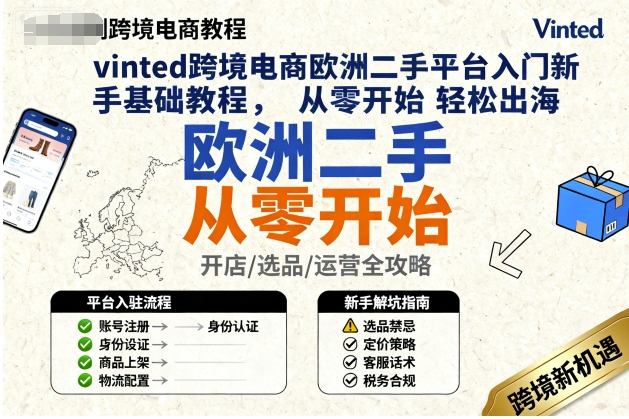 vinted跨境电商欧洲二手平台入门新手基础教程，从零开始轻松出海-朽念云创