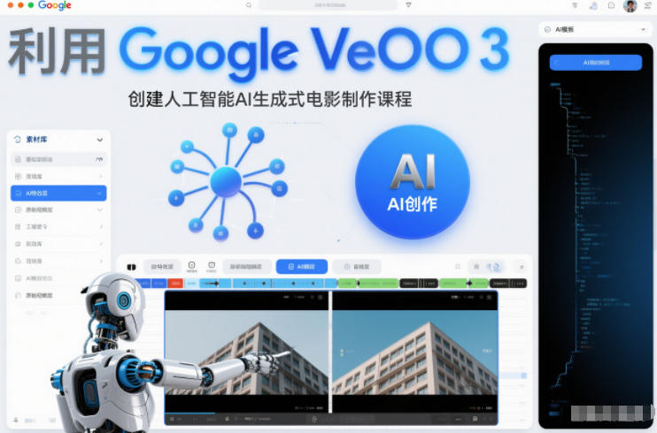 利l用Google Veo 3创建人工智能AI生成式电影制作课程，使用人工智能的力量创建令人惊叹的视频-朽念云创