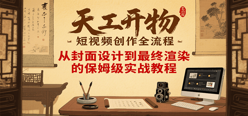 天工开物短视频创作全流程，从封面设计到最终渲染的保姆级实战教程-朽念云创