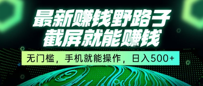最新野路子截屏就能挣钱,无门槛,手机就能操作,日入5张【揭秘】-朽念云创