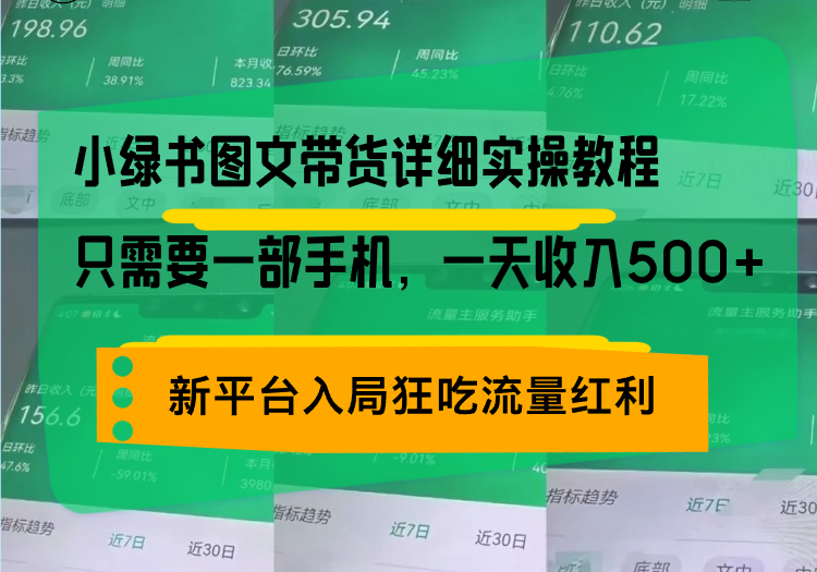 小绿书图文带货详细实操教程,只需要一部手机,一天收入500+,轻松变现-朽念云创