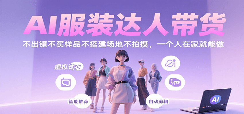 AI服装达人带货，不出镜不买样品不搭建场地不拍摄，一个人在家就能做-朽念云创