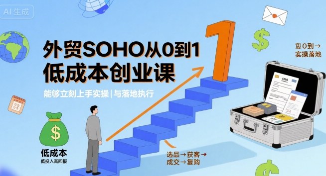 外贸SOHO从0到1低成本创业课，能够立刻上手实操与落地执行-朽念云创
