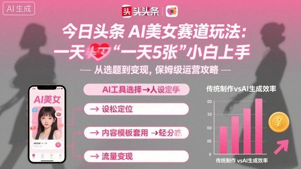 今日头条AI美女赛道玩法，一天轻松5张，小白轻松上手-朽念云创