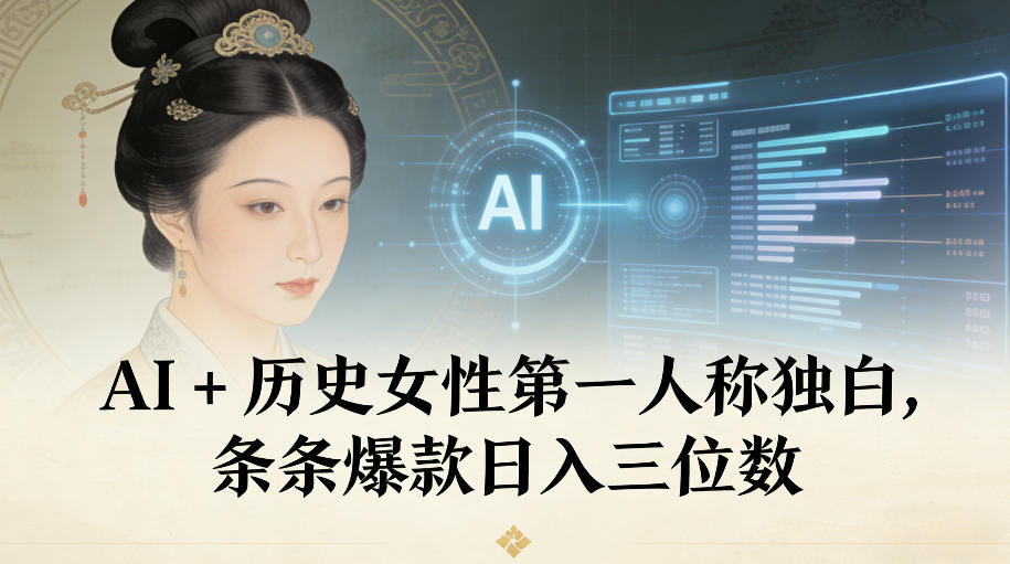 AI+历史女性第一人称独白,条条爆款日入三位数-朽念云创