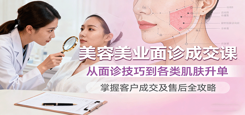 美容美业面诊成交课，从面诊技巧到各类肌肤升单，掌握客户成交及售后全攻略-朽念云创