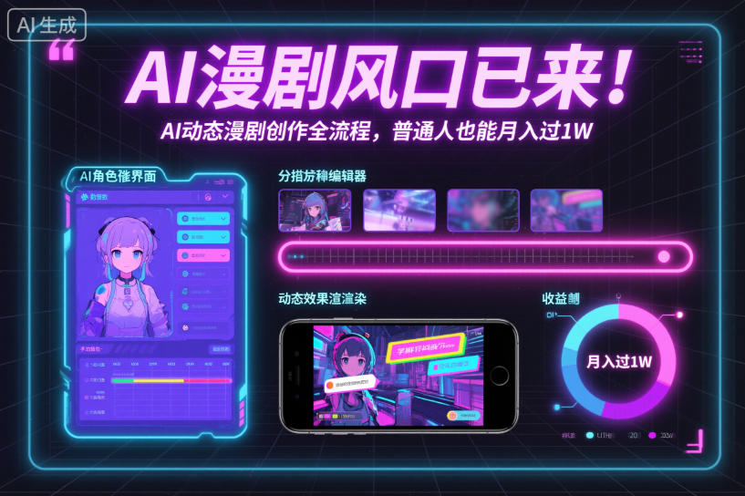 AI漫剧风口已来！AI动态漫剧创作全流程，普通人也能月入过1W-朽念云创
