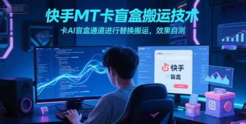 快手MT卡盲盒搬运技术，卡AI盲盒通道进行替换搬运，效果自测-朽念云创