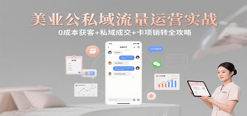 美业公私域流量运营实战：0成本获客+私域成交+卡项销转全攻略-朽念云创