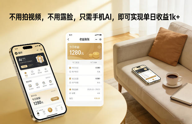 不用拍视频，不用露脸，只需手机AI，即可实现单日收益1k+【揭秘】-朽念云创